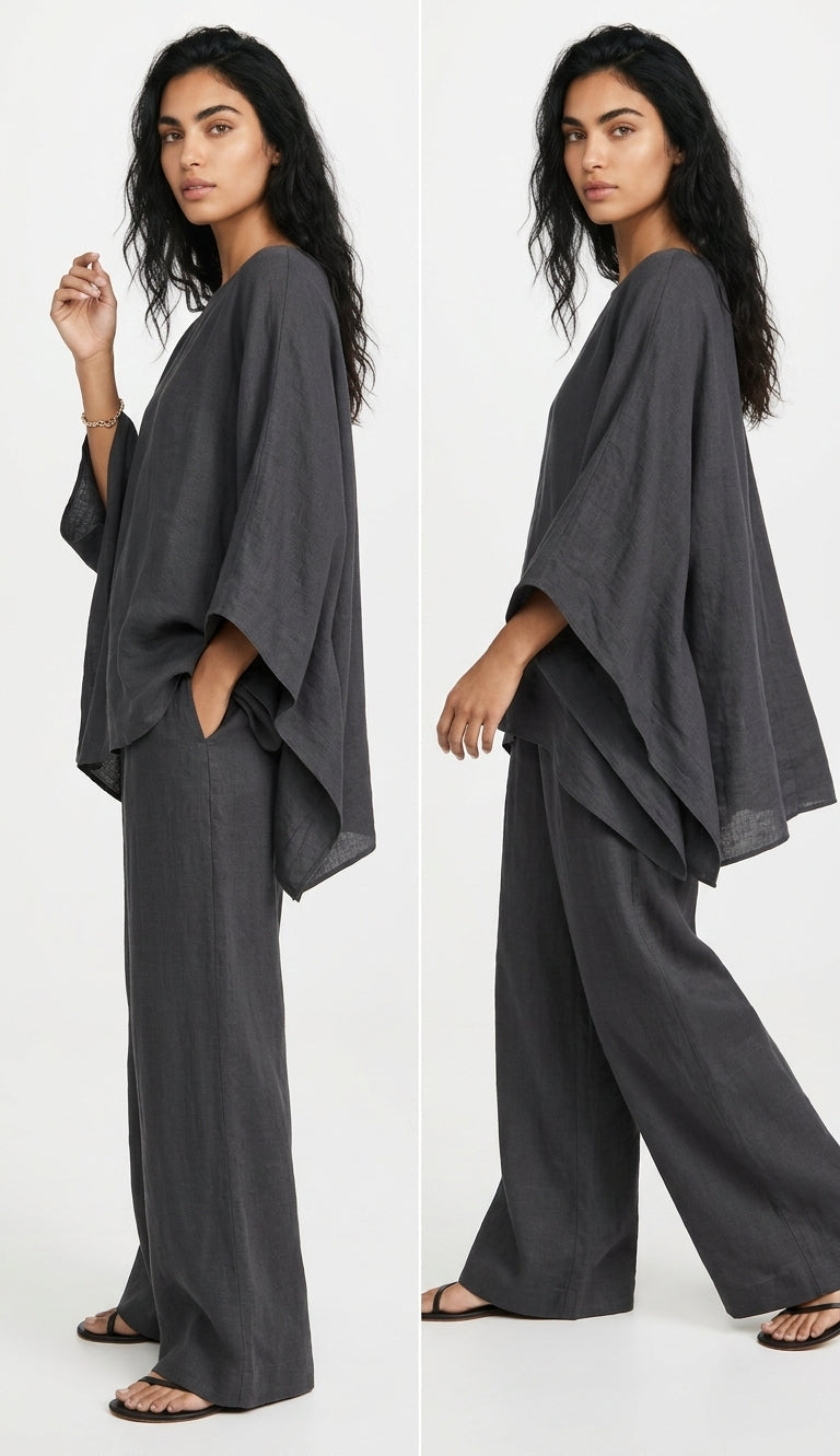Brynn womens linen wide-leg trouser set