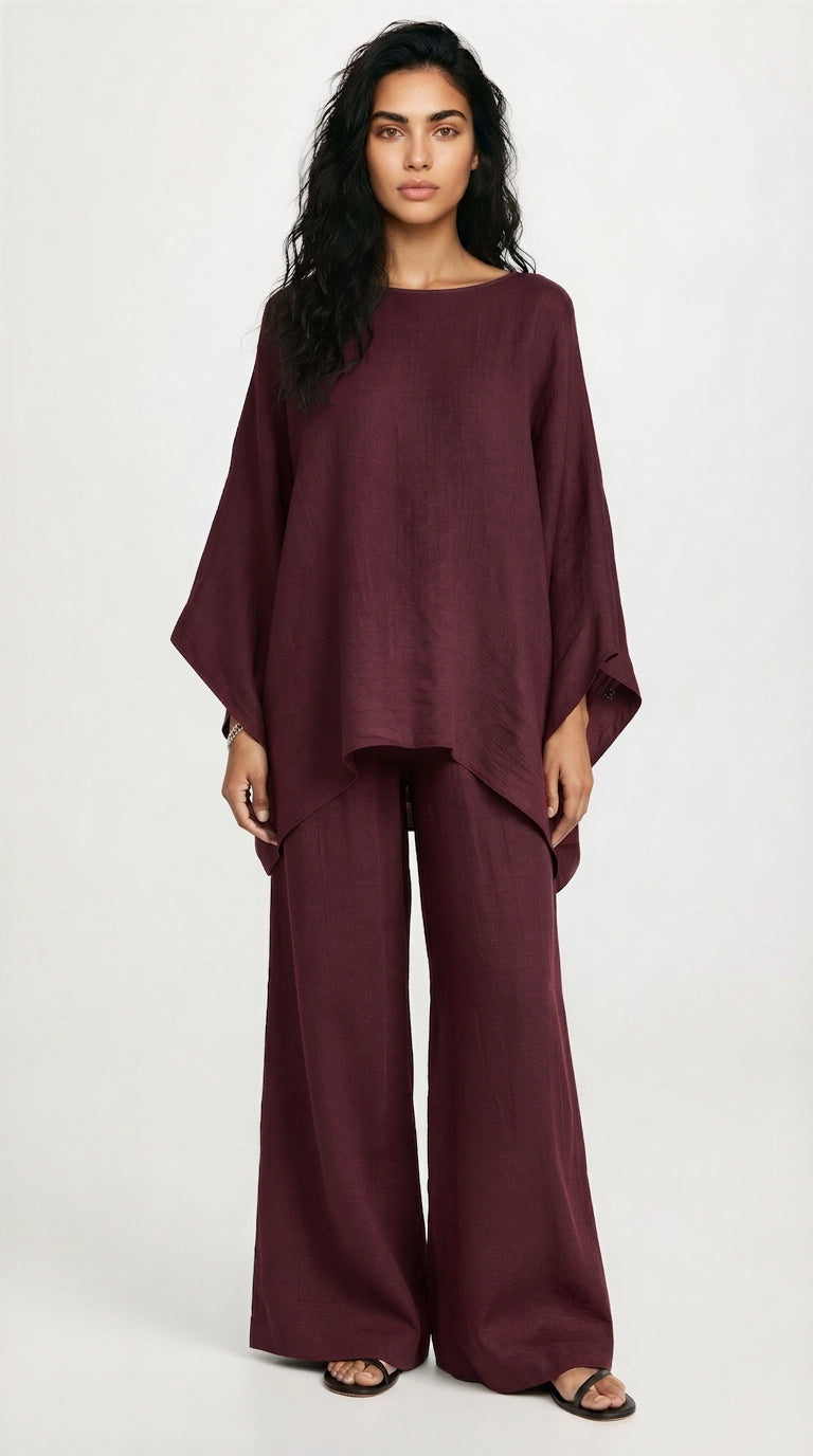 Brynn womens linen wide-leg trouser set