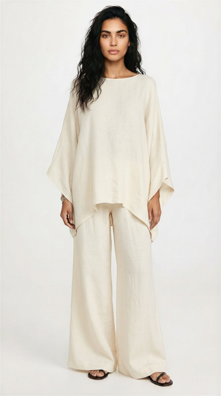 Brynn womens linen wide-leg trouser set