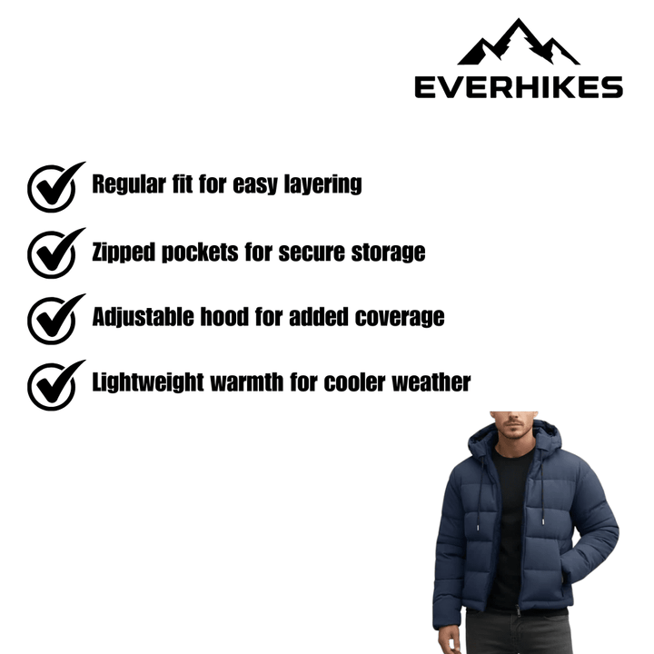 Mens quilted hooded puffer jacket, view 5