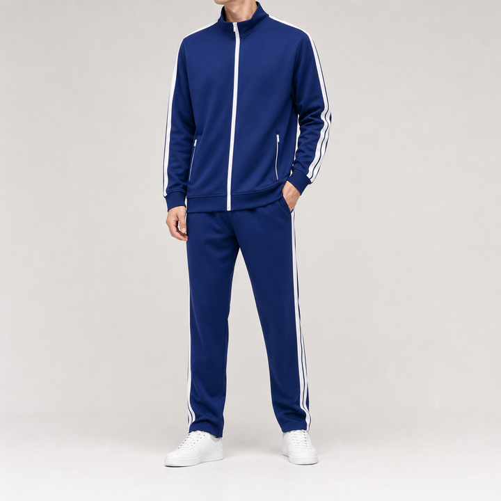 Finn mens striped tracksuit set royal blue