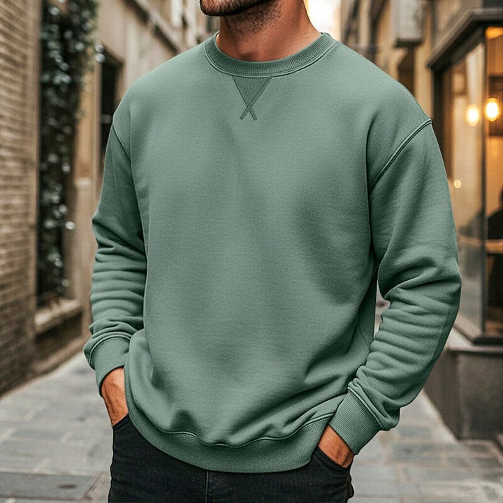 Mens classic crew neck sweatshirt in sage green