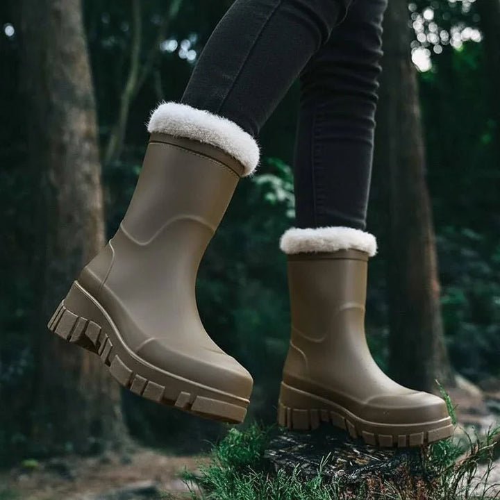 Ruby | Womens Winter Pull on Chunky Sole Mid Calf Boots
