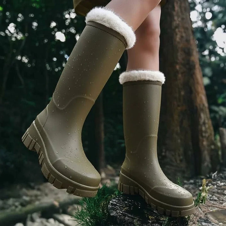 Ruby | Womens Winter Pull on Chunky Sole Mid Calf Boots