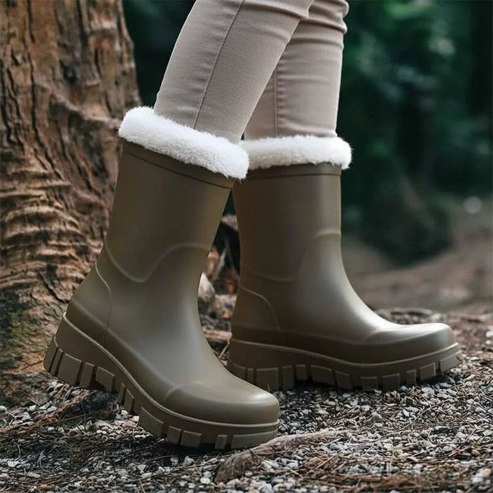 Ruby | Womens Winter Pull on Chunky Sole Mid Calf Boots