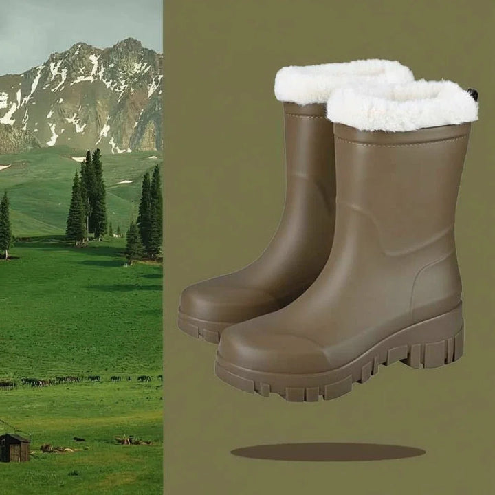 Ruby | Womens Winter Pull on Chunky Sole Mid Calf Boots