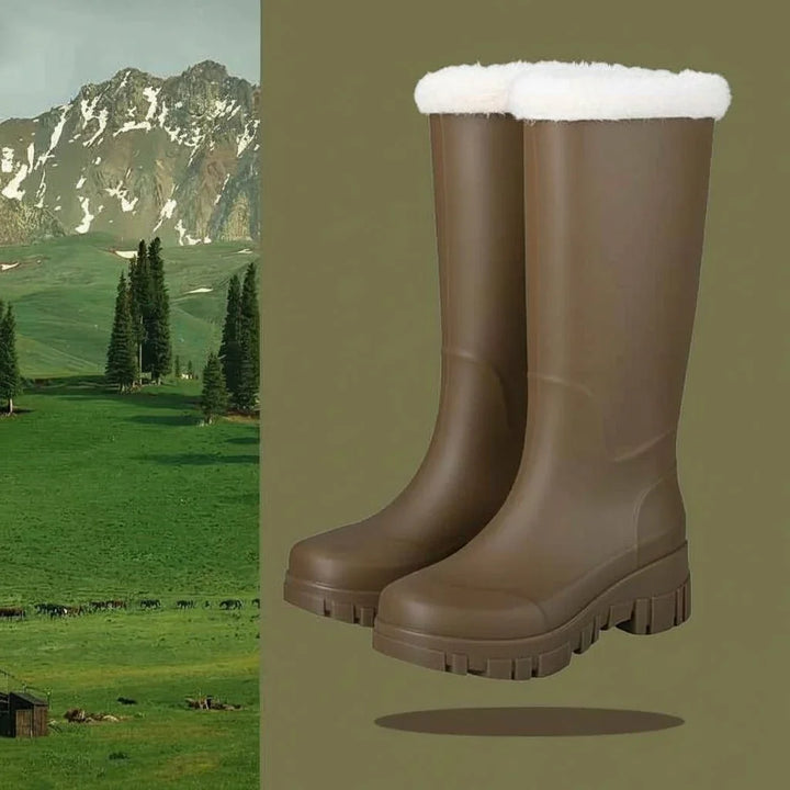 Ruby | Womens Winter Pull on Chunky Sole Mid Calf Boots
