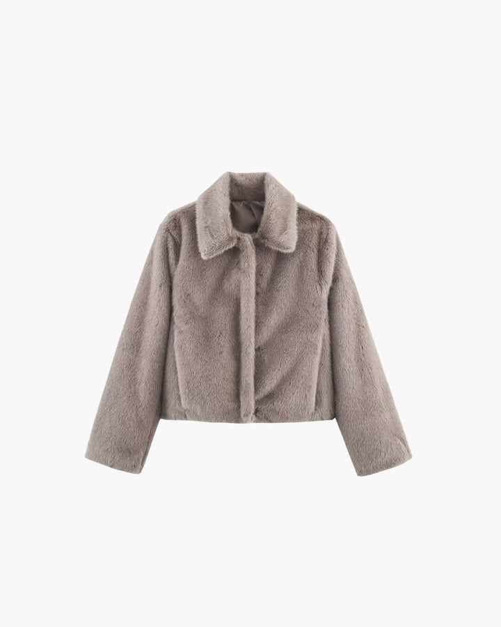 Layla | Womens Relaxed Faux Fur Coat Collared Long Sleeve
