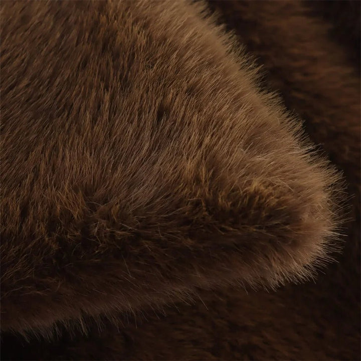Layla | Womens Relaxed Faux Fur Coat Collared Long Sleeve