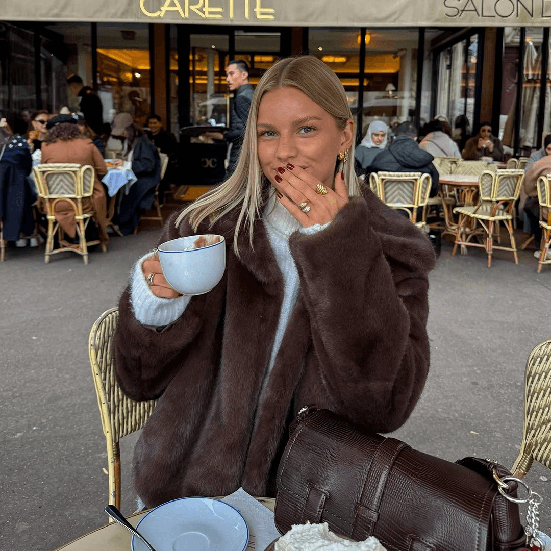 Layla | Womens Relaxed Faux Fur Coat Collared Long Sleeve