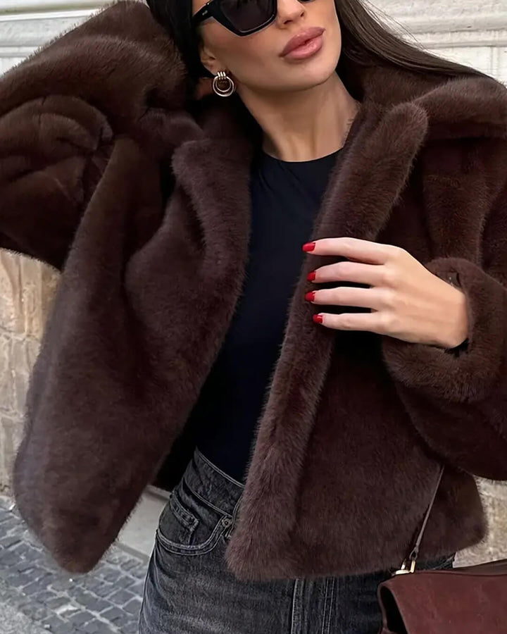 Layla womens relaxed faux fur coat