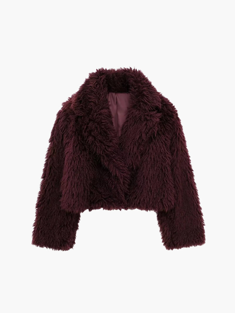 Shelby | Burgundy Faux Fur Oversized Jacket