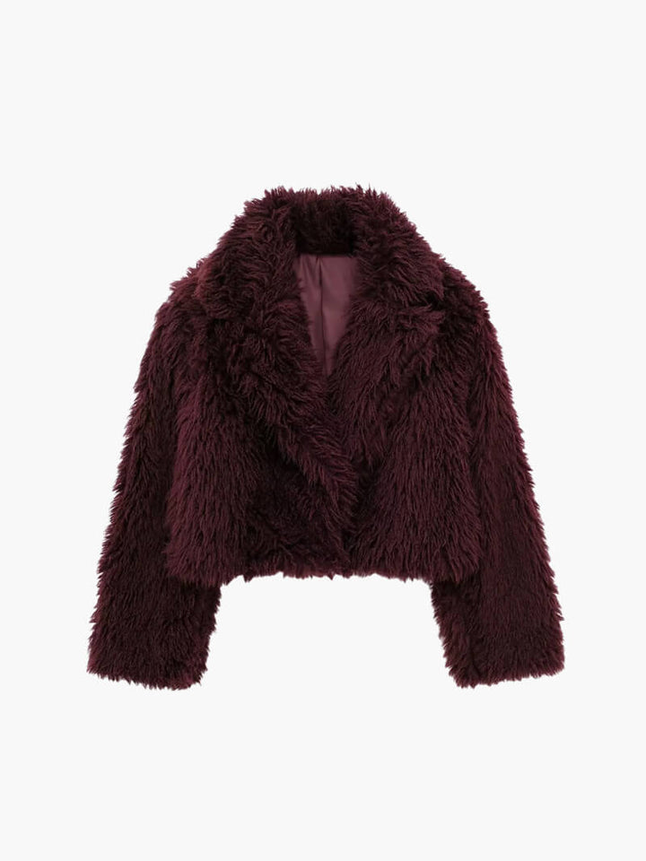 Shelby | Burgundy Faux Fur Oversized Jacket
