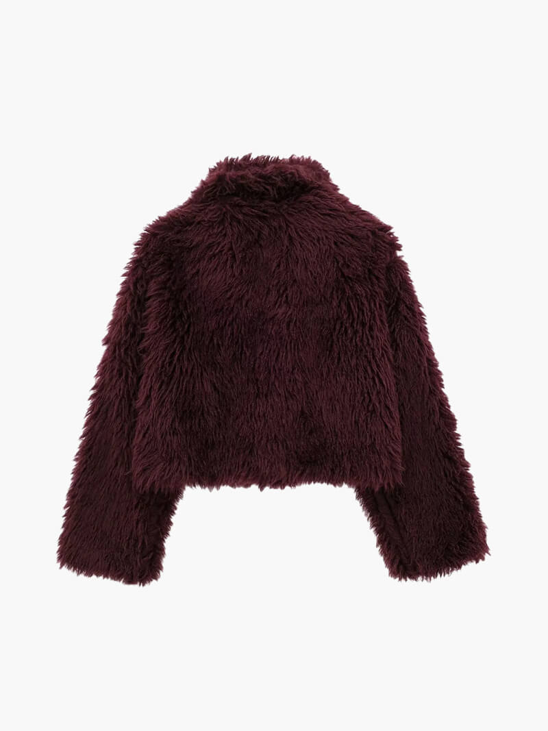 Shelby | Burgundy Faux Fur Oversized Jacket