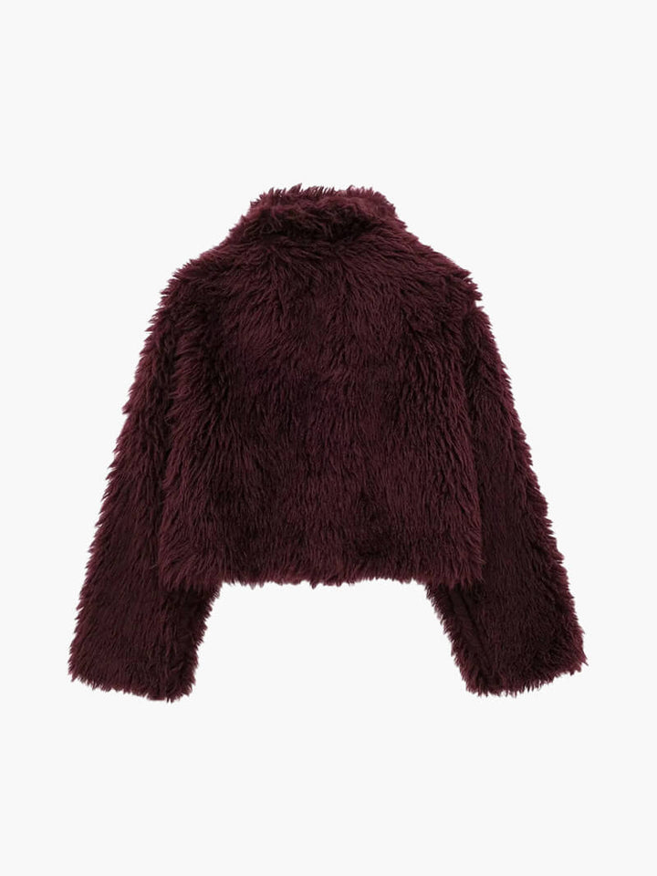 Shelby | Burgundy Faux Fur Oversized Jacket