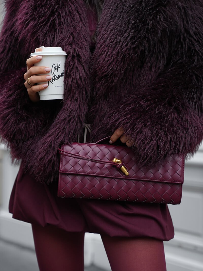 Shelby womens burgundy faux fur coat