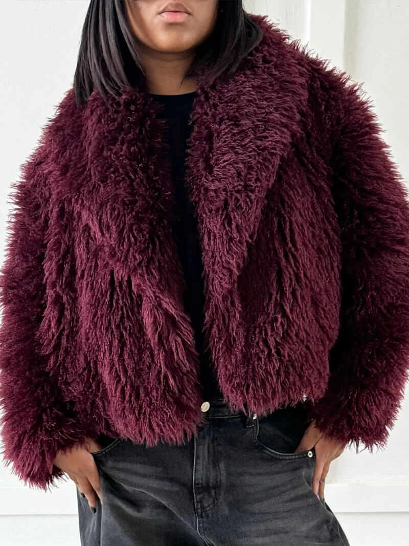 Shelby | Burgundy Faux Fur Oversized Jacket