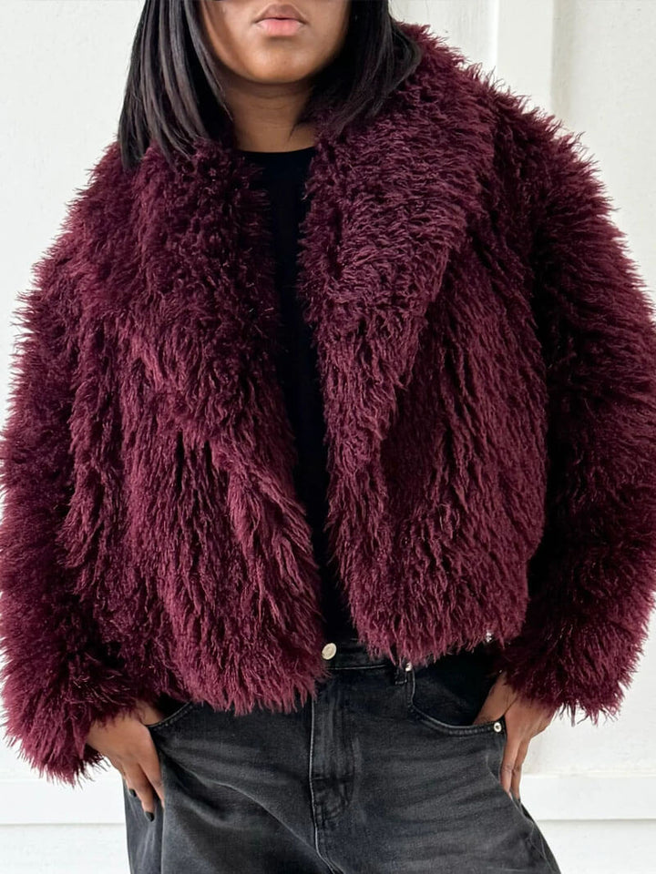 Shelby | Burgundy Faux Fur Oversized Jacket
