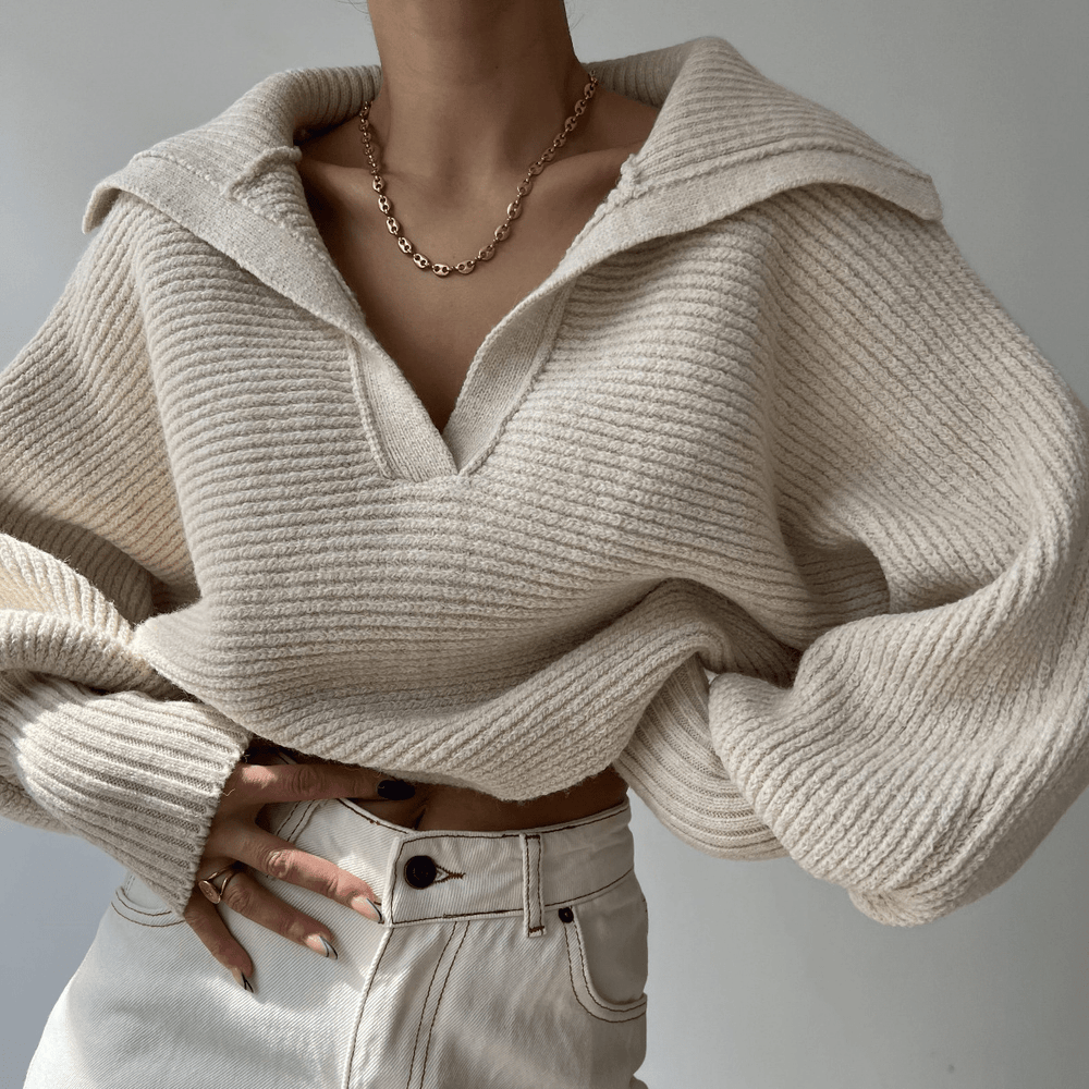 Madison womens oversized knit v-neck sweater