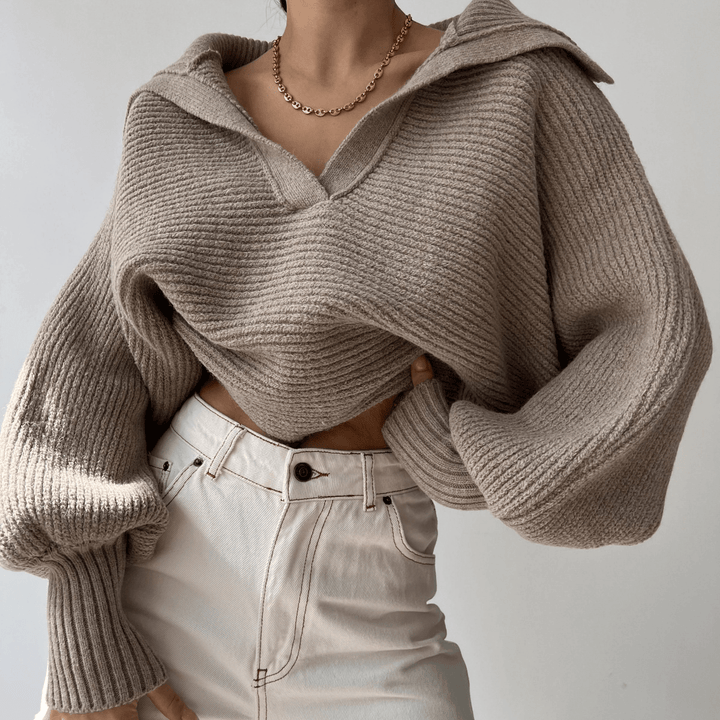 Madison womens oversized knit v-neck sweater