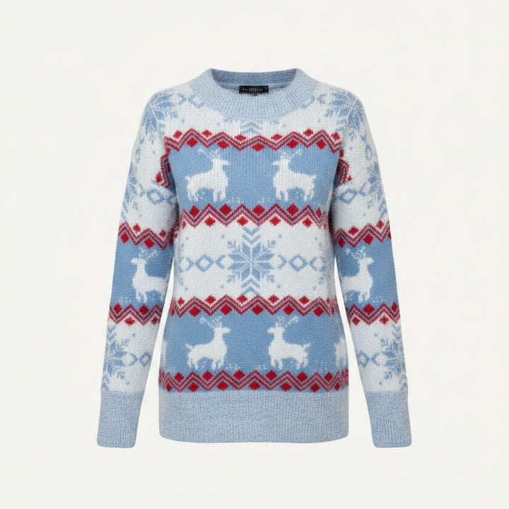 Womens fair isle reindeer knit christmas sweater