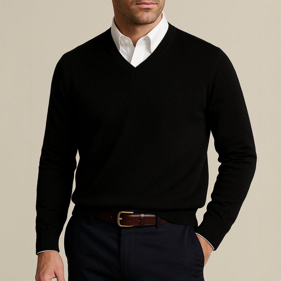 Mens v-neck pullover sweater, view 4