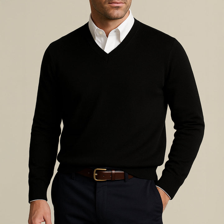 Mens v-neck pullover sweater, view 4