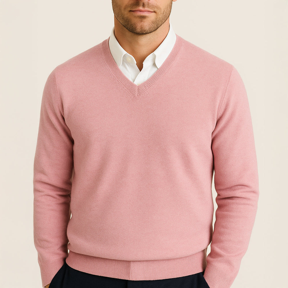 Mens v-neck pullover sweater, view 2