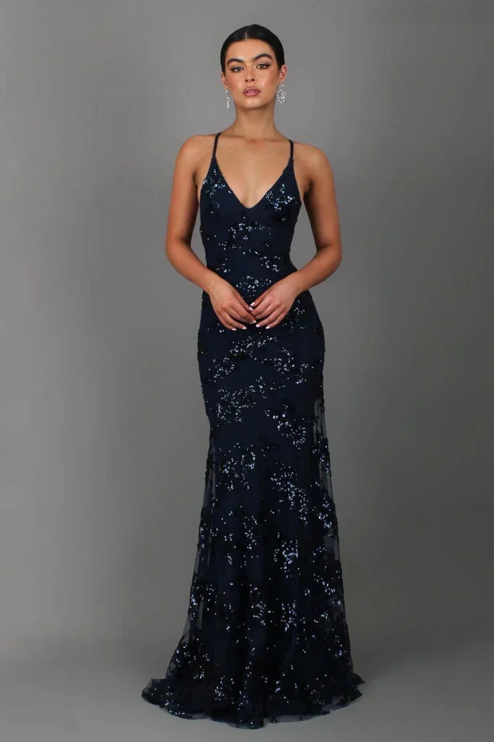 Kennedy womens sequin mesh maxi dress