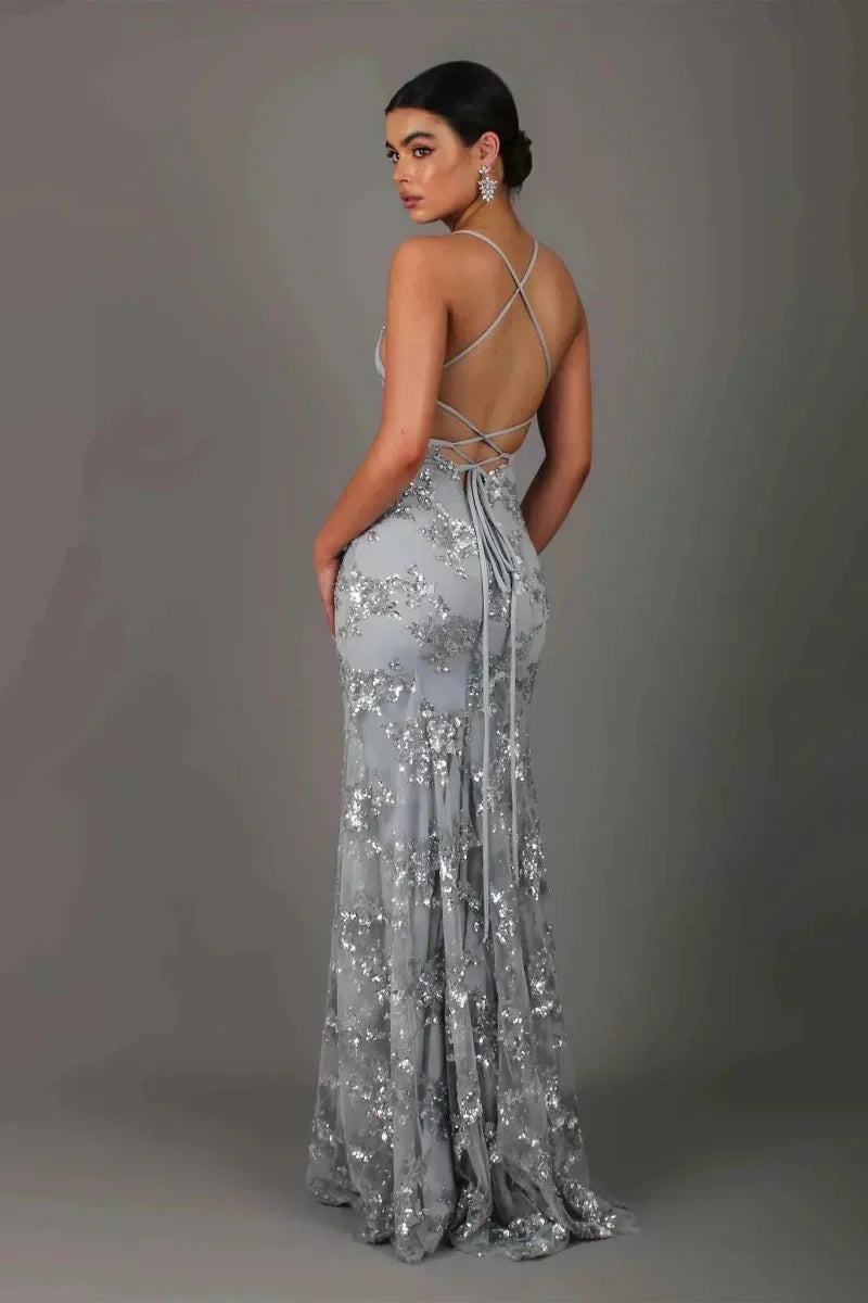 Kennedy womens sequin mesh maxi dress