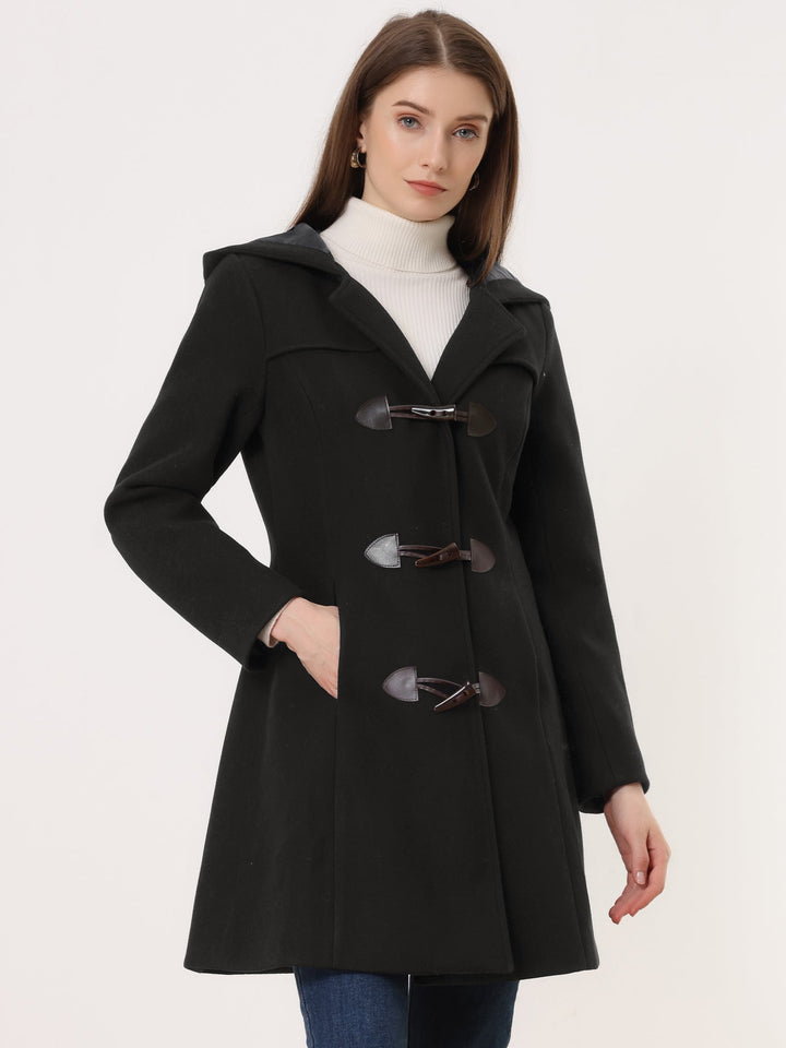 Womens hooded toggle duffle coat, view 1