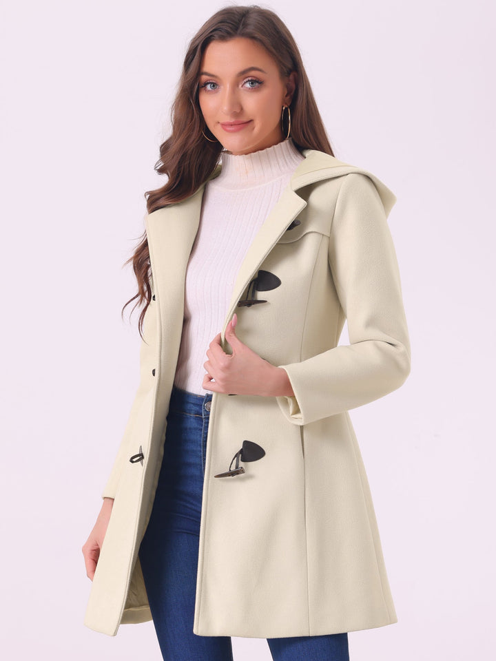 Womens hooded toggle duffle coat, view 2