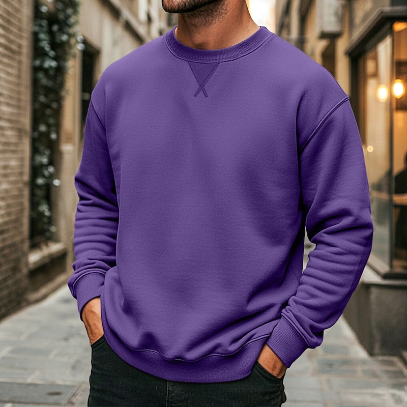 Mens classic crew neck sweatshirt in purple