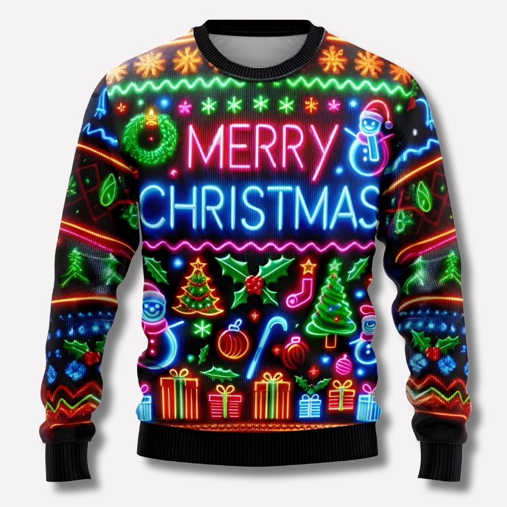 Neon merry christmas ugly christmas sweater