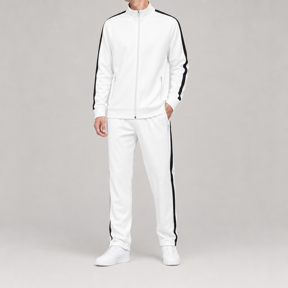 Finn mens striped tracksuit set white