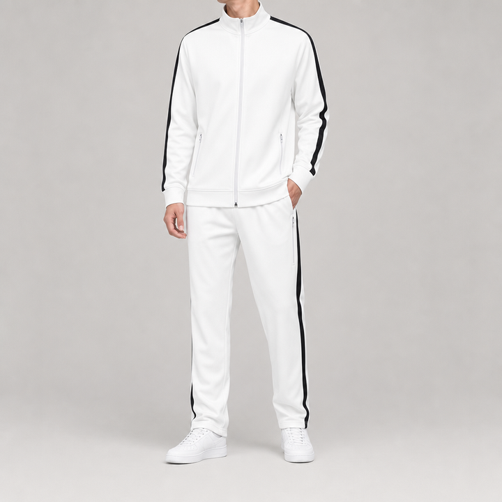 Finn mens striped tracksuit set white