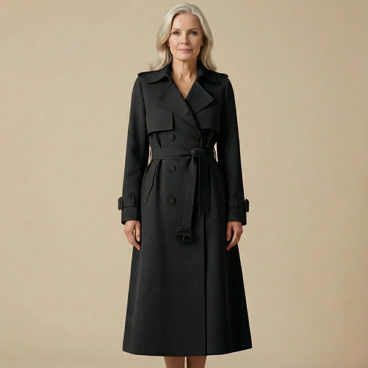 Elise | Double Breasted Belted Trench Coat Maxi