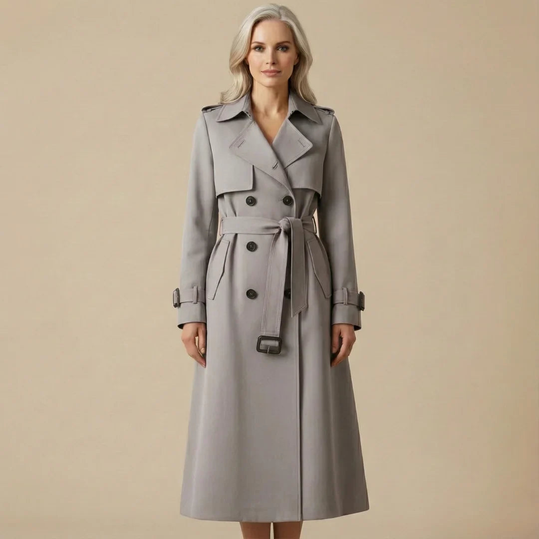 Elise | Double Breasted Belted Trench Coat Maxi