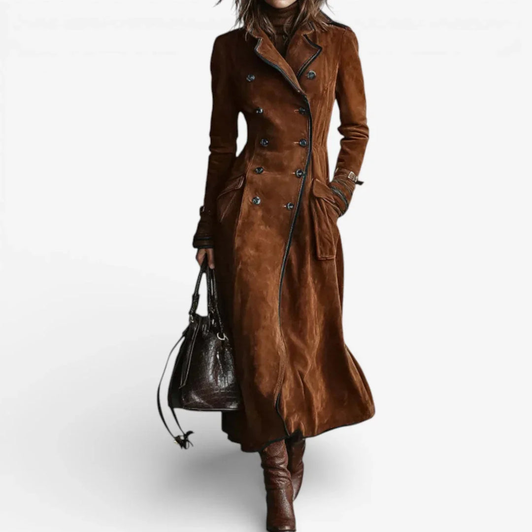 Autumn | Womens Fitted Suede Maxi Trench Coat
