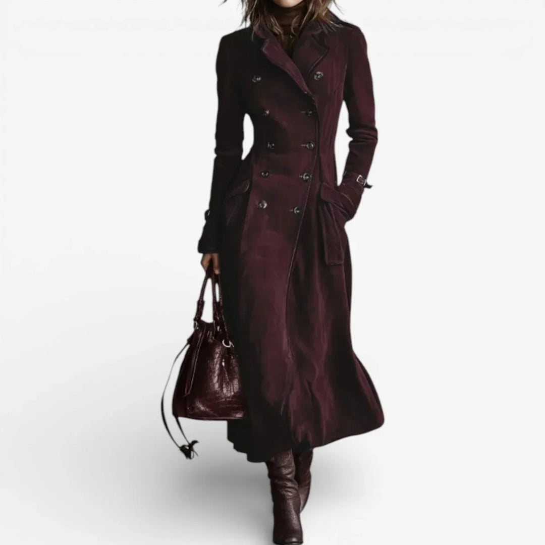 Autumn | Fitted Suede Maxi Trench Coat