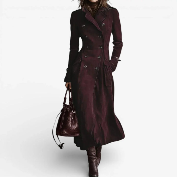 Autumn | Fitted Suede Maxi Trench Coat