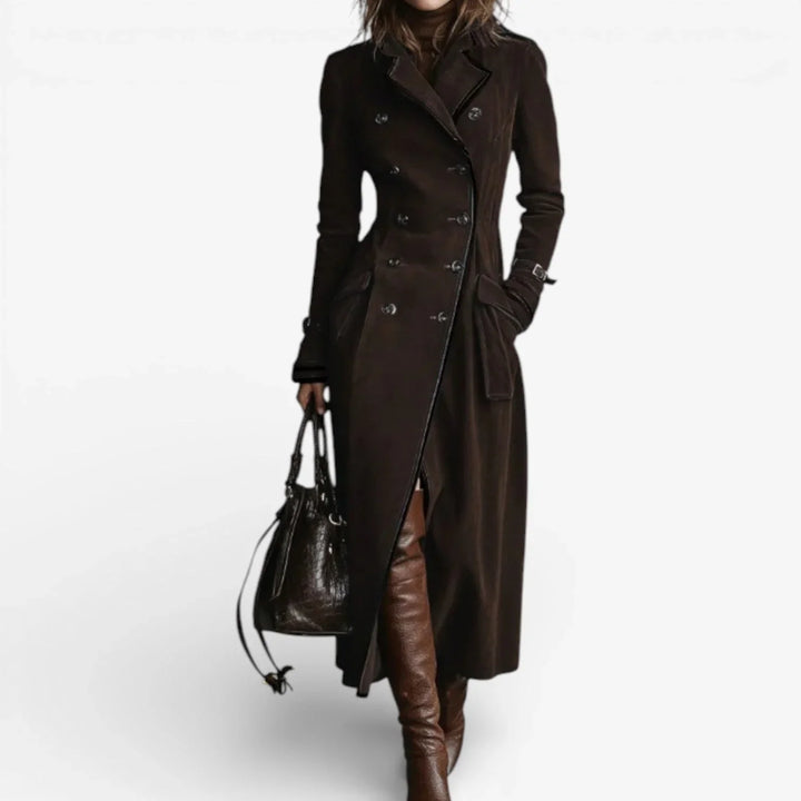 Autumn | Fitted Suede Maxi Trench Coat