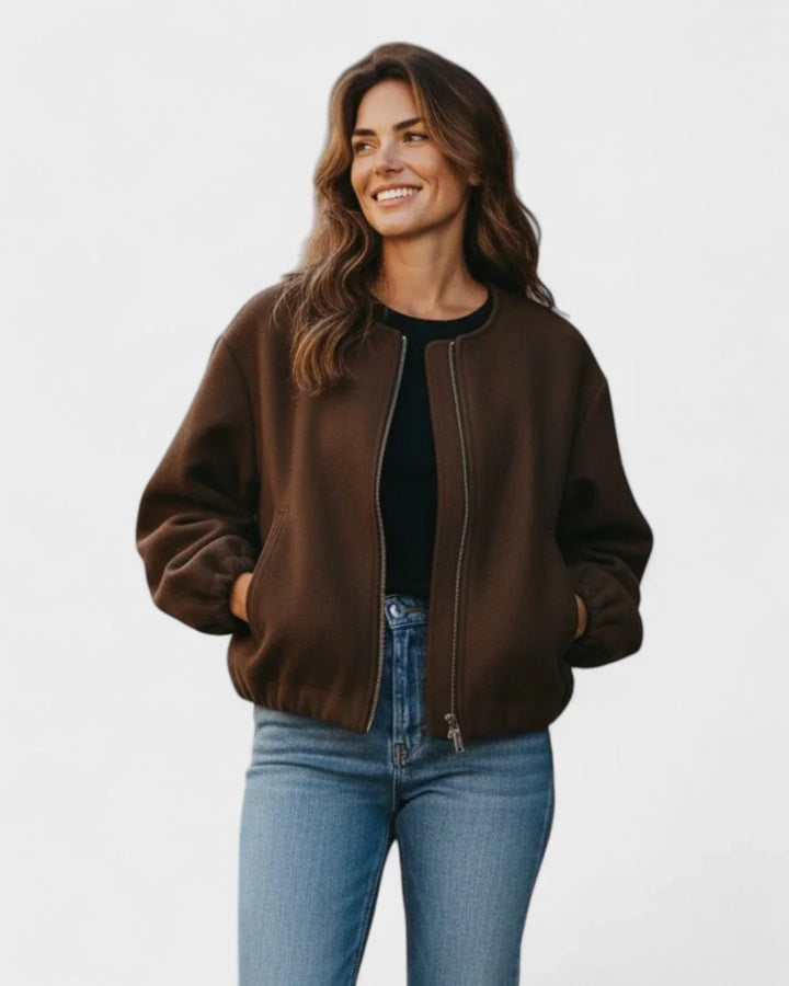 Drew | Solid Zip Bomber Jacket