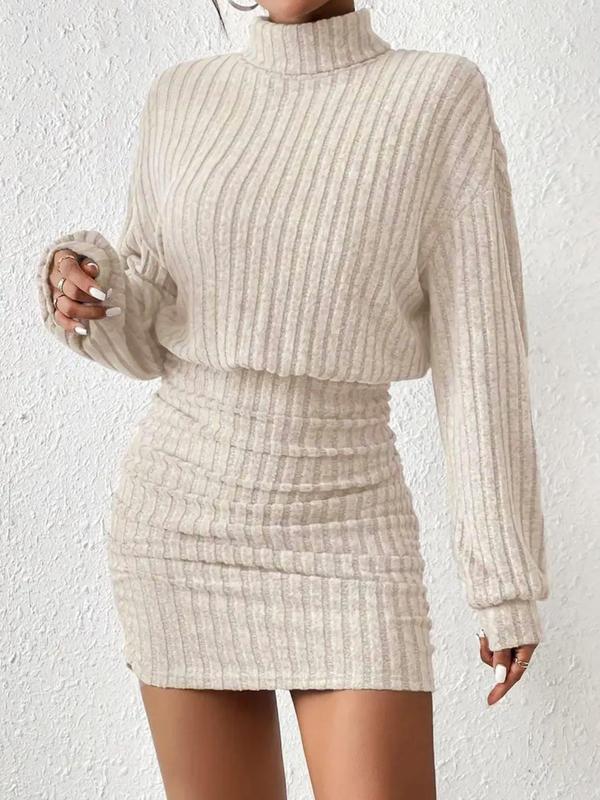 Phoebe womens turtleneck ribbed sweater dress