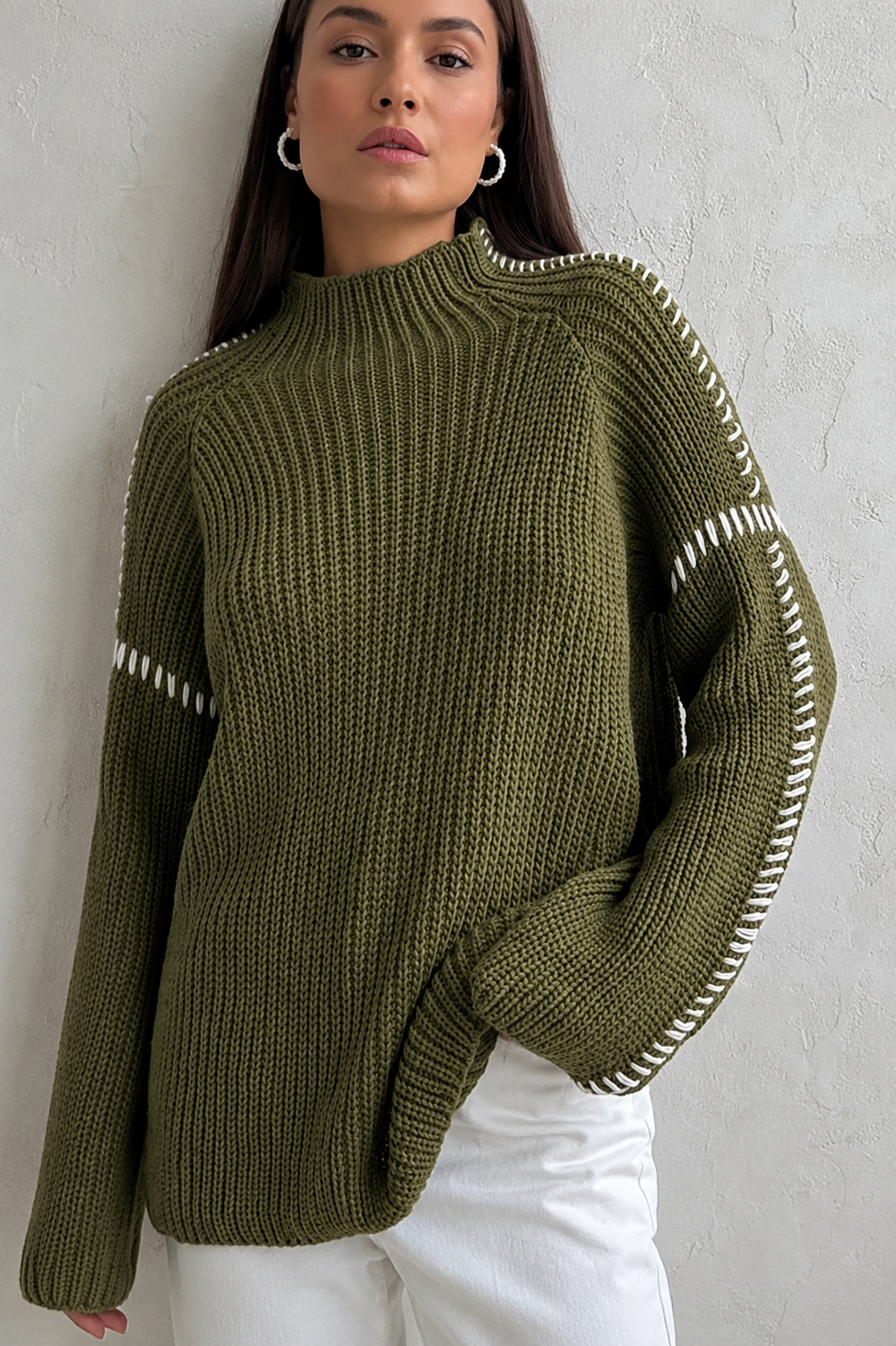 Opal | Mock Neck Knit Sweater Relaxed Fit