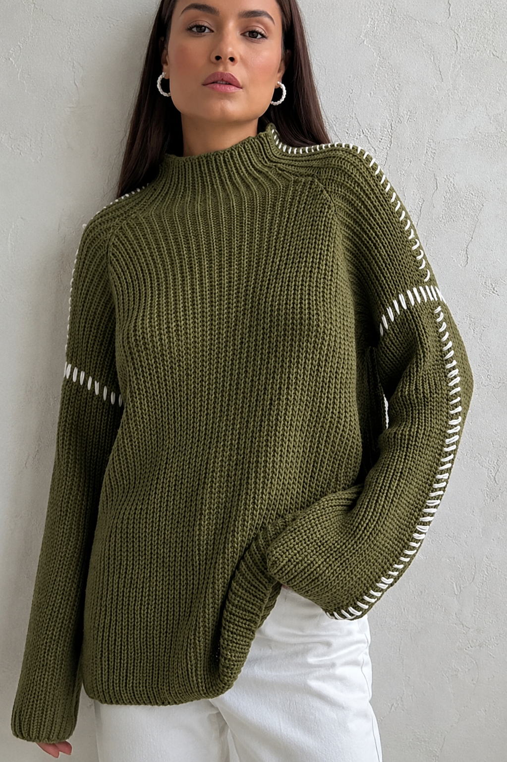 Opal | Mock Neck Knit Sweater Relaxed Fit
