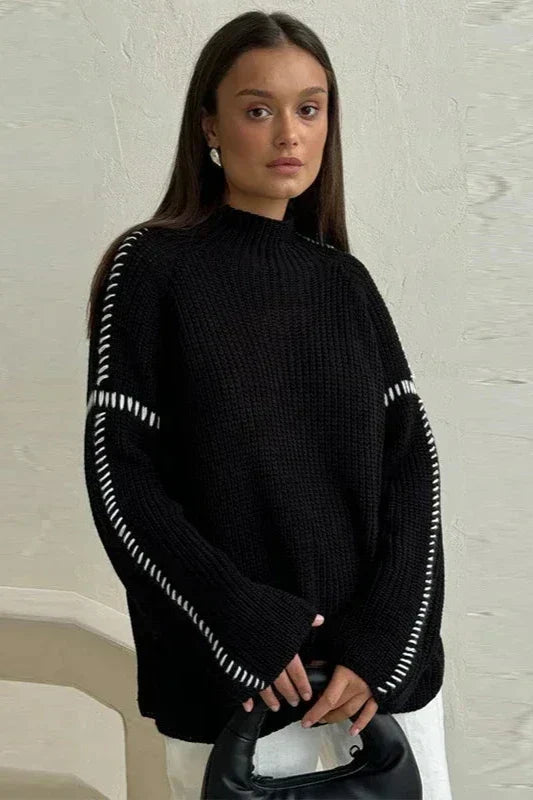 Opal | Mock Neck Knit Sweater Relaxed Fit