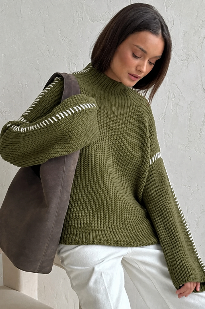 Opal | Womens Chunky Mock Neck Knit Sweater