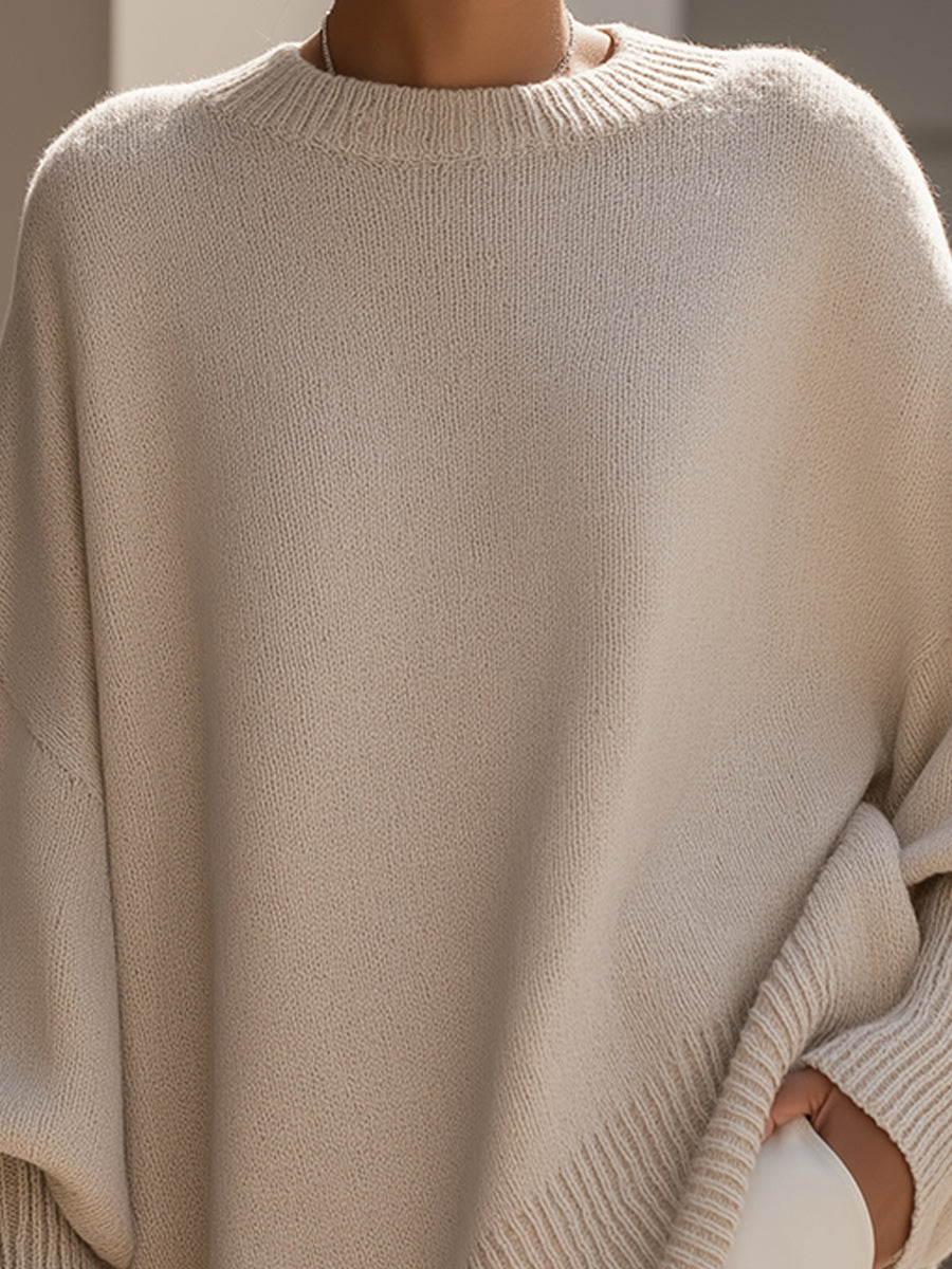Nora | Oversized Knit Sweater Crew Neck Dropped Shoulders