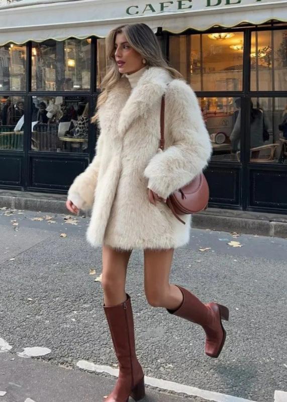 Kira womens oversized faux fur coat